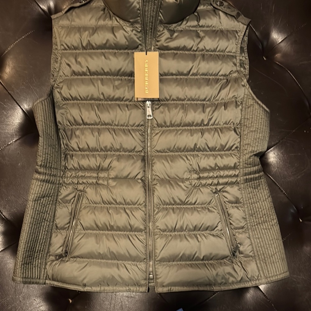 Burberry Olive Green Quilted Vest